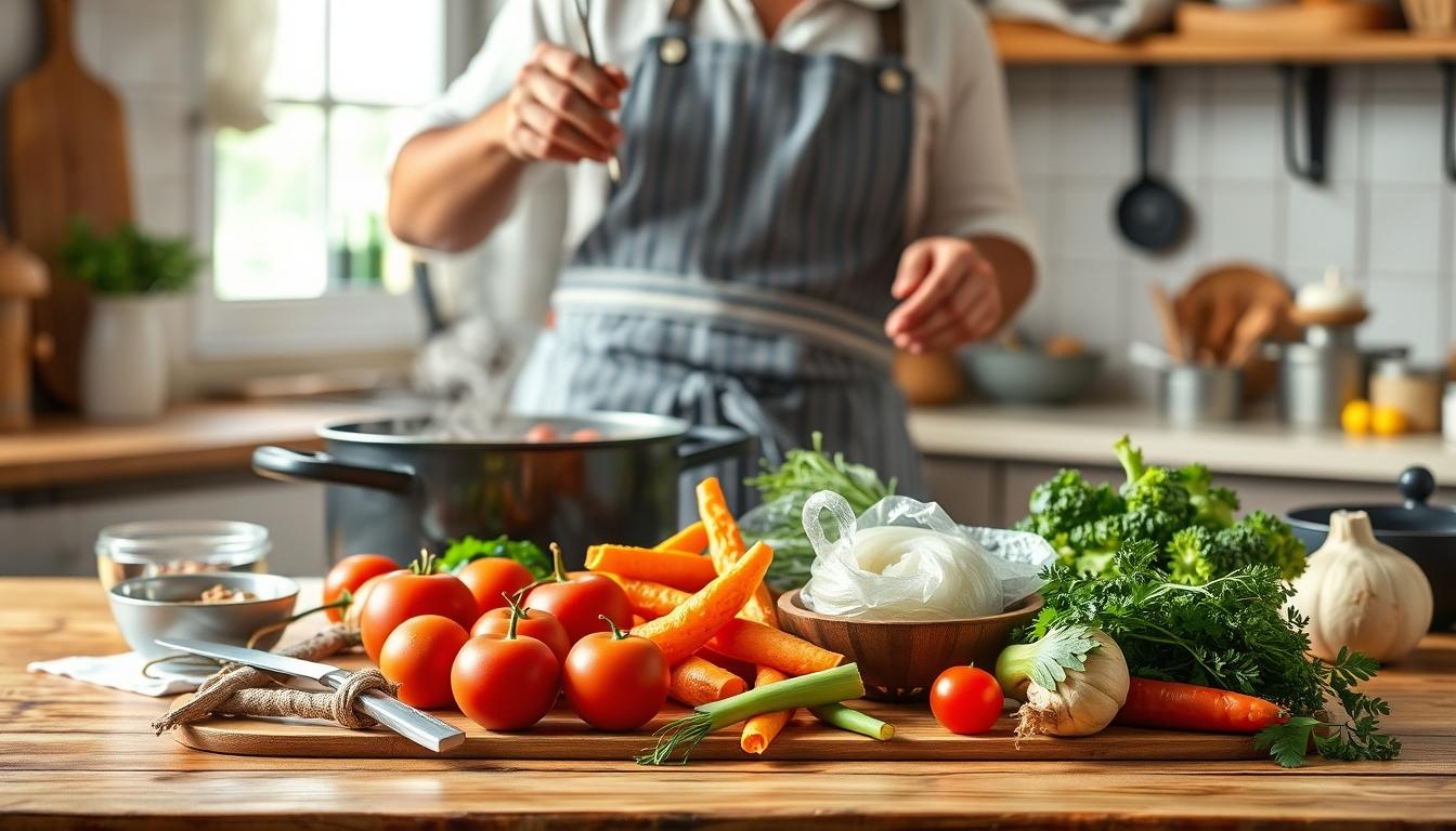 Home cook preparing ingredients in the kitchen