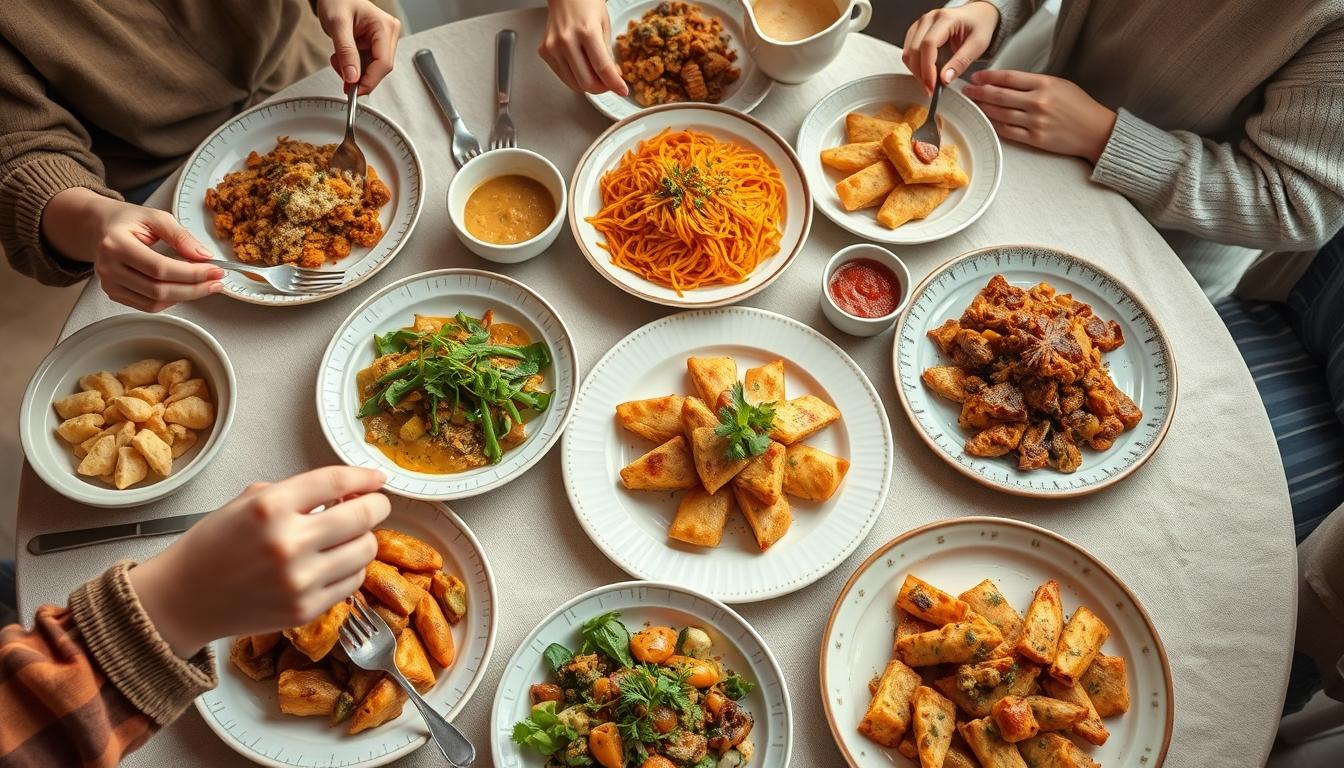 Comforting family dinner served at home